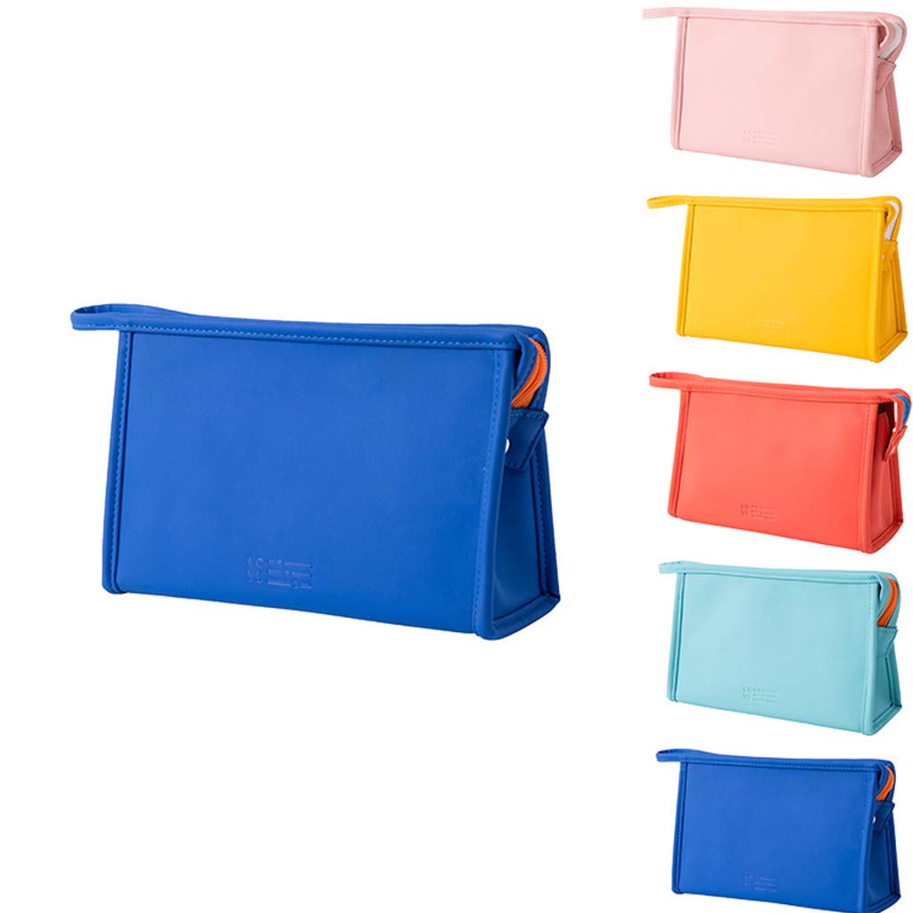 LYDZTION Makeup Bag Cosmetic Bag for Women,Portable Travel Bag PU Leather Waterproof Toiletry Bag Beauty Zipper Makeup Organizer Bag(Deep Blue)