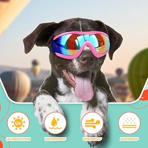 Dog Goggles for Large Breed, Dog Sunglasses Medium Dogs, UV Protection Dustproof Dog Goggles with Adjustable Straps, Pet Glasses for Medium to Large Breed, Pink Dog Goggles for Large Breed, Dog Sunglasses Medium Dogs, UV Protection Dustproof Dog Goggles with Adjustable Straps, Pet Glasses for Medium to Large Breed, Pink