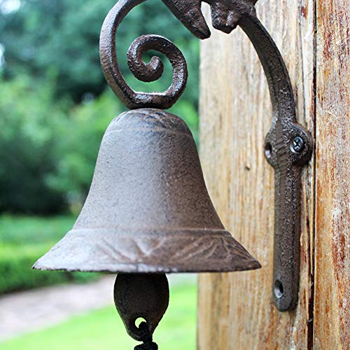 Frjjthchy Hanging Iron Cast Door Bell with Lovey Bird Antique Wall Sculpture for Entry Door,Garden,Patio,Yard - Thumbnail 5
