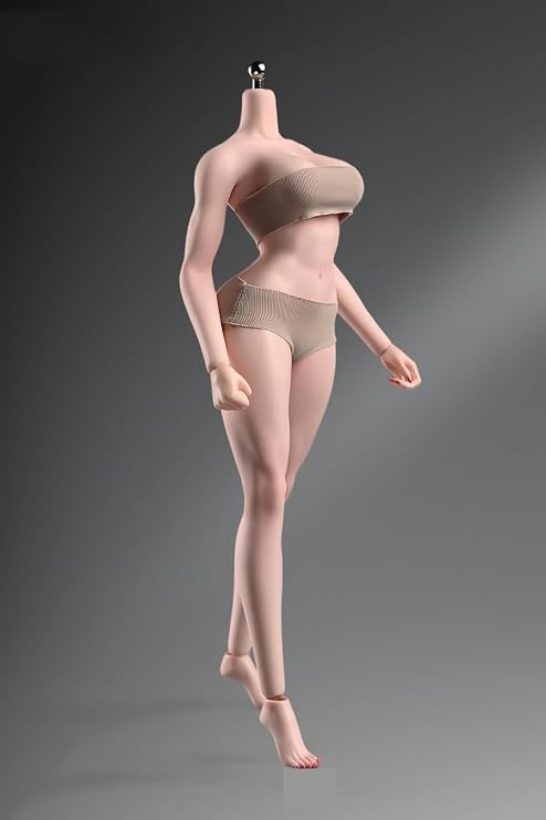 1/6 Scale Strong Muscle Female Action Figure Body, 12 inches Seamless Soft Flexible Bodybuilding Body Shape Female Action Figure - Detachable 5 Pairs of Hands & 2 Pairs of Feet Shapes (Normal skin)