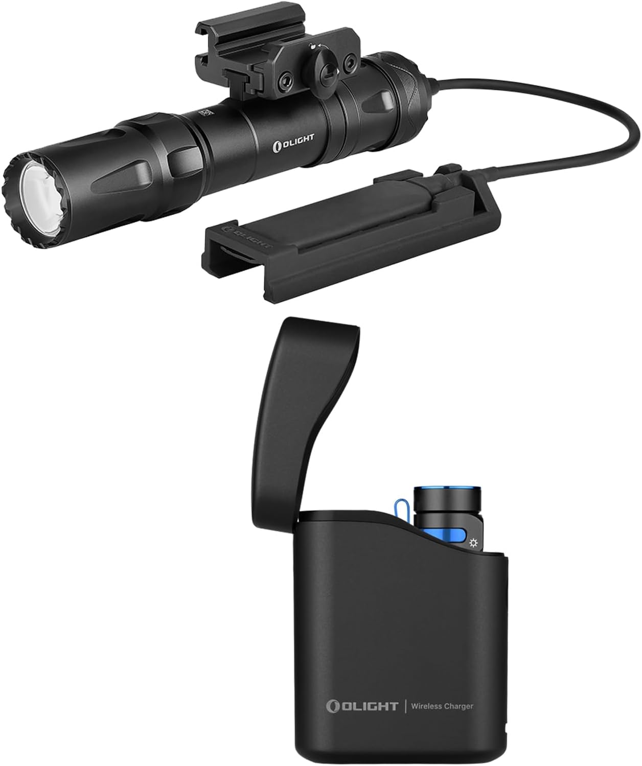 OLIGHT Odin 2000 Lumens Picatinny Rail Mounted Rechargeable Tactical Flashlight with Remote Pressure Switch Bundle Baton4 Premium Edition EDC Flashlights