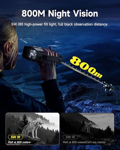 Night Vision Goggles, 2624FT-10X Digital Zoom-5000mAh, 3\'\' HD Screen Infrared Binoculars with Compass Flashlight 64GB TF Card for Photos Videos, for Adults Outdoor Camping,Wildlife Observation