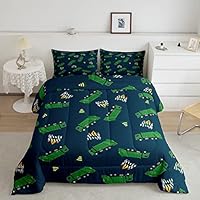 Loussiesd Set di biancheria da letto per bambini con auto da corsa, per ragazzi e adulti, in piuma, per camera da letto 200x200cm, colore: verde