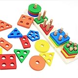 Sicher für Kinder: Das stapelbare Spielzeug besteht aus Holz und wasserbasierter Farbe, ungiftig. Leuchtende Farbe Gut verarbeitet und es gibt keine steifen Teile, sie sind alle glatt und splittern nicht, so dass es sicher für Kinder ist.