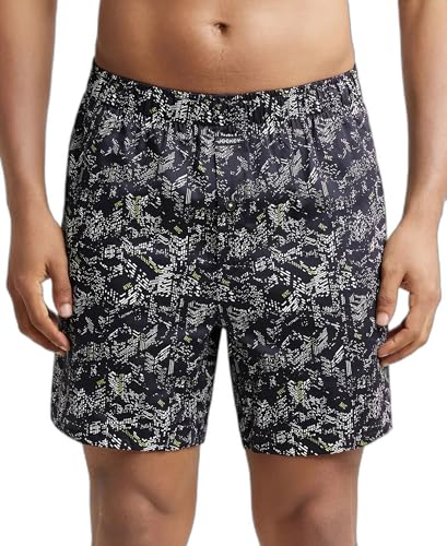 Image of Jockey NY07 Men's Super Combed Cotton Satin Weave Printed Boxer Shorts with Side Pocket