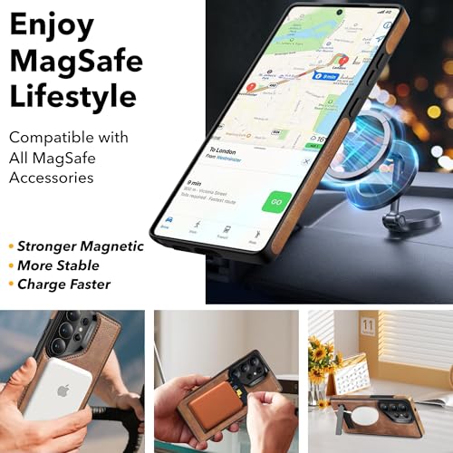 TRUIRON for Samsung Galaxy S26 Ultra Case Leather [Compatible with MagSafe] Upgraded N56 Stronger Magnet, Invisible Adjustable Kickstand, Slim Protective Cover (Brown) by TRUIRON - Used condition - Image 2