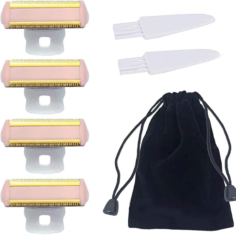 INVODA Cabeças de reposição para barbeador Finishing Touch Flawless, 4 unidades com bolsa de veludo e 2 escovas