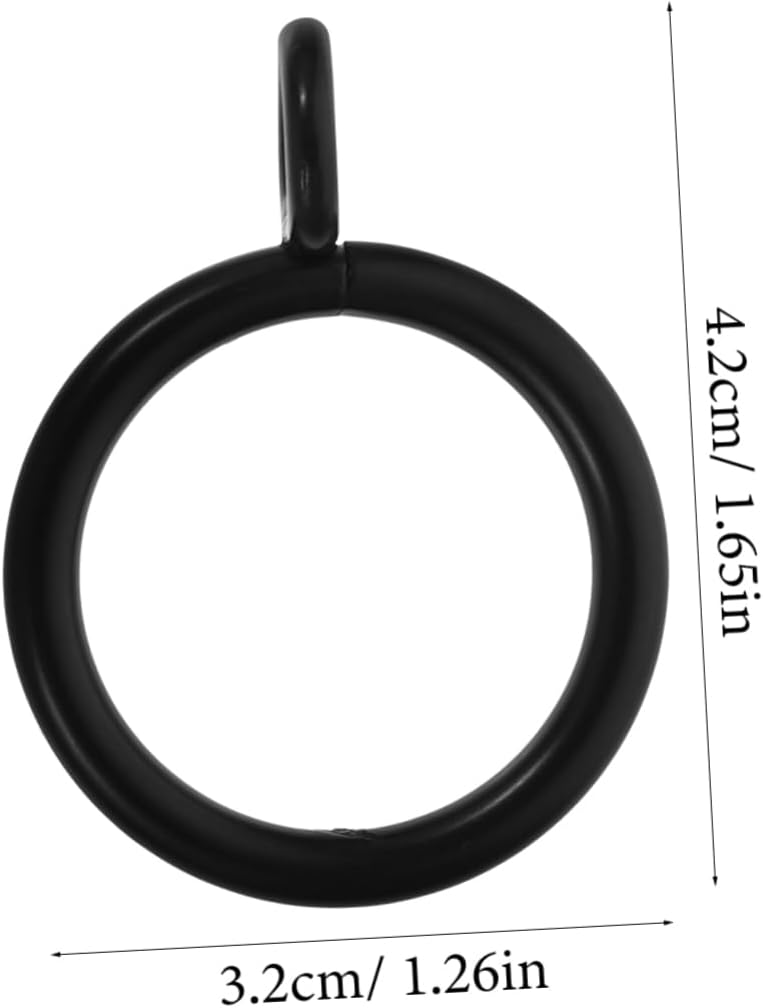 40pcs Black Iron Drapery Rings for Curtain Rods, Easy Install