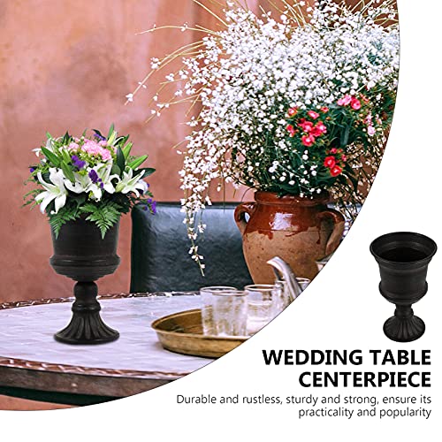 Rustic Iron Grecian Urn Planter: Classic Farmhouse Urn Flower Pot Vase Decorative Wedding Flower Pot Home Garden Porch Front Door Planters Desk Balcony Decoration Black, 12.5X20Cm (21Ao02Lw14S) #TOP4