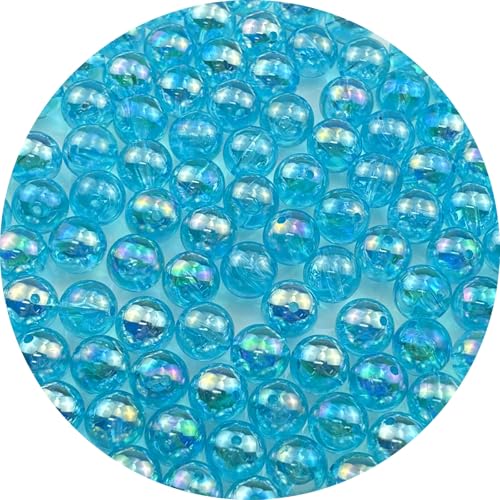 Pinhoollgo 100pcs 12mm Acrylic Round Beads AB Colors Acrylic Beads Round Spacer Beads with Hole for DIY Bracelet Necklace Jewelry Making Supplies Handmade Craft(Lake Blue AB)