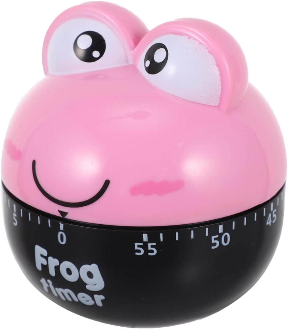 Nuolux 機械式 キッチンタイマー ダイヤルタイマー かわいい カエル形 クッキングタイマー 60分 子供玩具 ぜんまい式 タイムリマインダーツール 操作簡単 卓上置物 料理用 ピンク 福袋