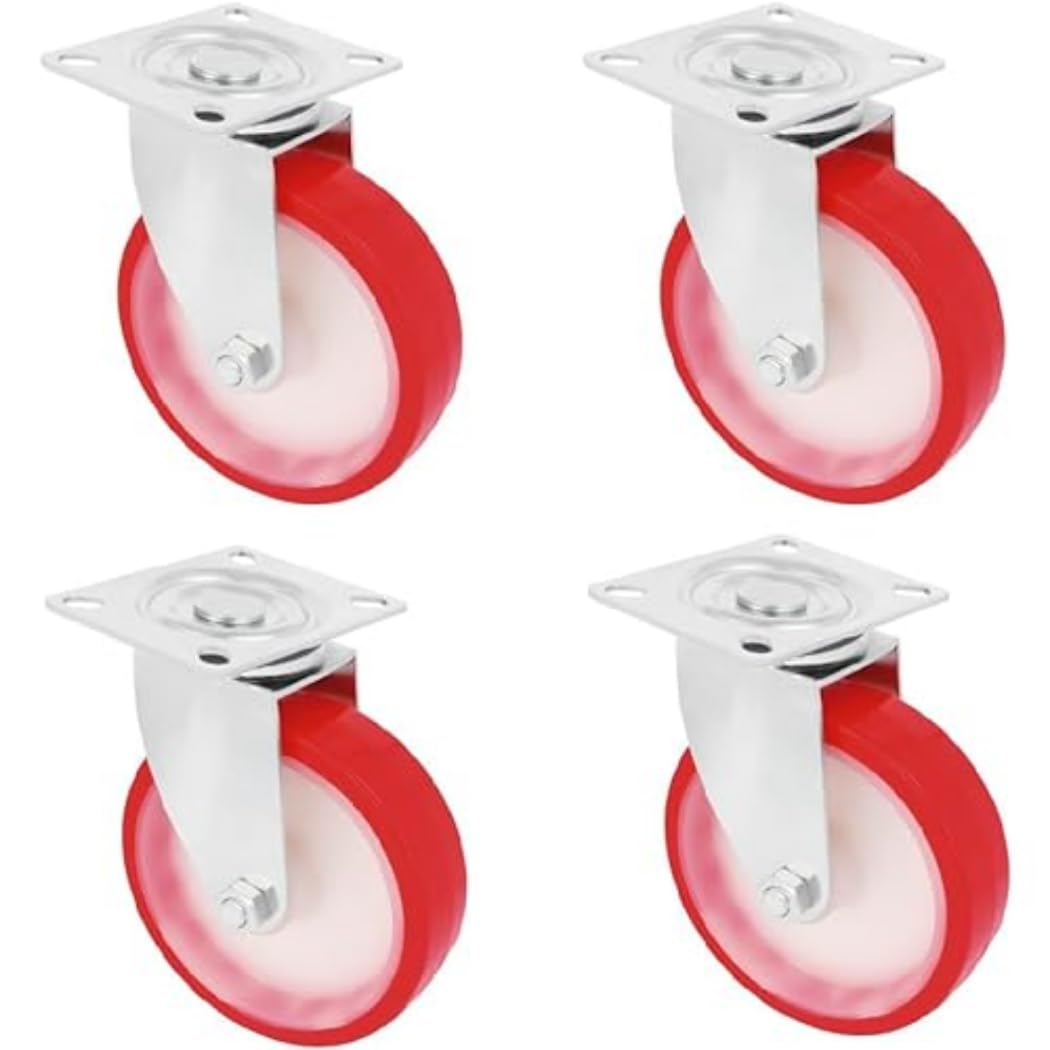 Amig - Set of 4 Swivel Wheels with Metal Bracket | Diameter 80 mm | Maximum Load 100 kg | For Moving Heavy Furniture | For Use in Hospitals and Hospitals | White Nylon Core