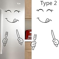 Vista 6 de 2 calcomanías de vinilo con cara sonriente para nevera, cara deliciosa feliz, cocina, pared, refrigerador, calcomanías de vinilo para decoración