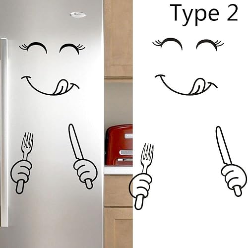Miniatura 6 de 2 calcomanías de vinilo con cara sonriente para nevera, cara deliciosa feliz, cocina, pared, refrigerador, calcomanías de vinilo para decoración del
