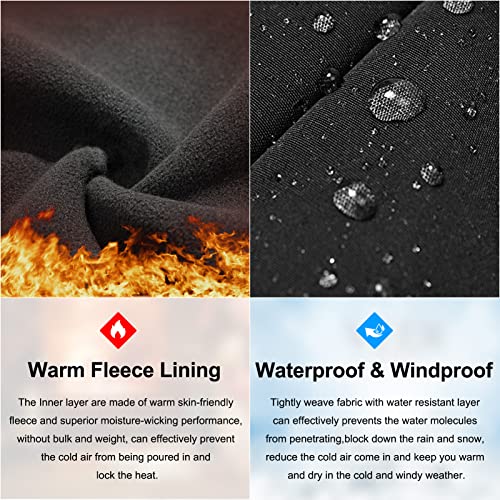 MOCOLY Damen Trekkinghose Thermo Skihose Winter Fleece Gefütterte Softshell Wanderhose Wasserdicht Warm Outdoor Hose Schneehose Langlaufhose Jagdhose Funktionshose Arbeitshose Schwarz XL