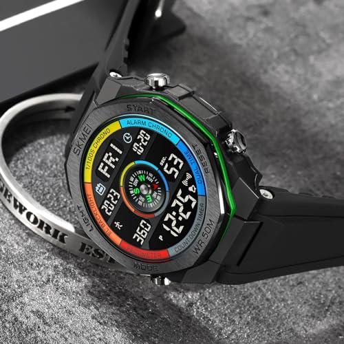 Fanmis SK1112 Unisex Pedometer Military Tactical Sports Watch Multifunctional 50M Waterproof Digital Outdoor Chronograph thumb #3