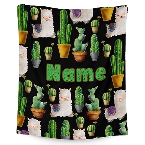 Custom Cactus Throw Blanket - Soft, Fuzzy & Warm - 60x80 Inches Flannel Blankets for Bed, Couch - Black Aesthetic Throws Gift for Adults