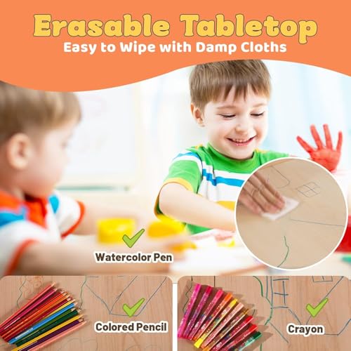 Image of Snazzy Height Adjustable Toddler Kids Table and 2 Chairs Set, for Crafts Table, for Classrooms Homes,