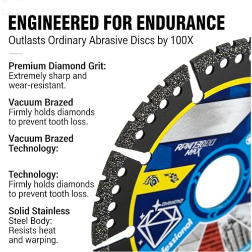 Multi-Purpose Saw Blades : Cut Through Anything for Unmatched Power and Precision, 4.5" Multi-Material Cutting Blades, Heavy Duty Angle Grinder Discs for Cutting Tile, Marble, Metal & Plastic (3pcs) thumbnail 3