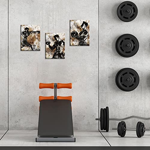 Conipit Gym Wall Art Fitness Paintings Body Building Training Picture Prints Boxing Artwork Canvas Sport Art (12''X16''X3Xpcs) #TOP7