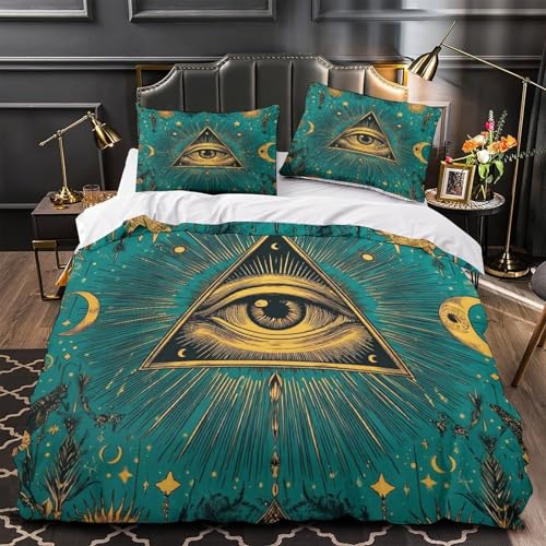 Housse de couette 3D œil mystique microfibre parure lit - 2
