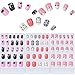 72 Unghie Finte per Bambini Punta per Unghie Artificiali da Premere Kit Unghie Finte Corte a Copertura Completa per Ragazza Manicure, 3 Scatole (Tema Gatto)