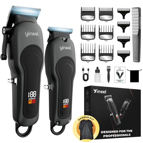 Yineel Hair Clippers for Men, Professional Cordless Clippers & Trimmer Set, Super Quiet, Clippers for Hair Cutting Kit with LED Display, Gift for Men Women Barber Kid