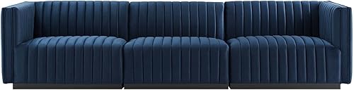 Miniatura 139 de Modway Conjure - Sofá seccional tapizado de terciopelo de alto rendimiento, con canal, silla sin brazos en negro y gris Negro-Gris,Negro