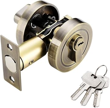 Single Cylinder Deadbolt,Round Deadbolt Lock,Stainless Steel Door Locks With Keys,Invisible Modern Door Locks For Entrance Door, Passage Doorbronze