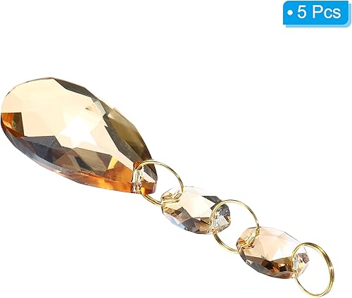 Miniatura 9 de PATIKIL Lágrima de cristal transparente, paquete de 5 prismas de araña de 1.496 pulgadas, cuentas colgantes con cuentas octogonales de 0.555