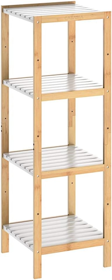 Casaria Étagère 5 Niveaux Bois Véritable 136 Cm – Rangement Multifonction Salle De Bain, Cuisine, Salon, Style Naturel