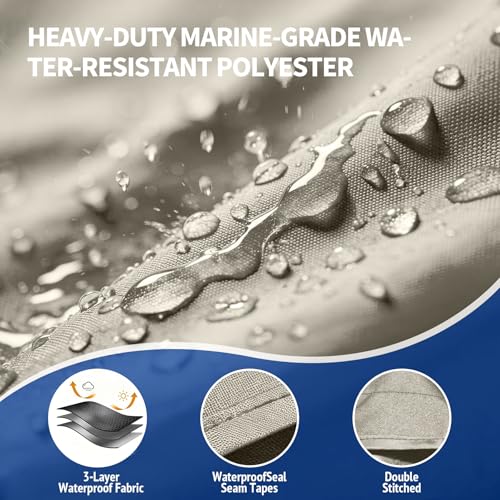 LumiCalyx 3 Bow Bimini Top Replacement Cover for Boats, Heavy Duty Waterproof Marine Canvas Sun Shade Boat Canopy, Fits 61–66" Width,Replacement Top Only (Frame Not Included) — view 4
