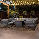Patioco Gartenlounge-Set U-Form Grau mit Gasfeuerstelle