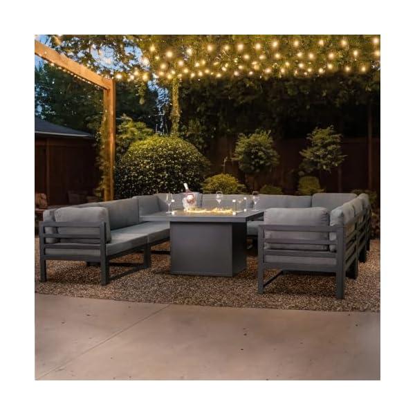 Patioco Gartenlounge-Set U-Form Grau mit Gasfeuerstelle