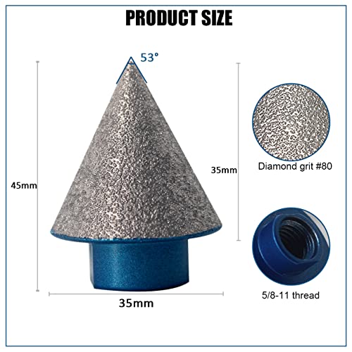 Beqell Diamond Cone Tile Bit,1-3/8 Inch Diamond Countersink Drill Bit 5/8"-11 Thread Beveling Chamfer Bit For Enlarging, Polishing Trimming The Exsiting Holes In Tile Marble Granite Ceramic #TOP1