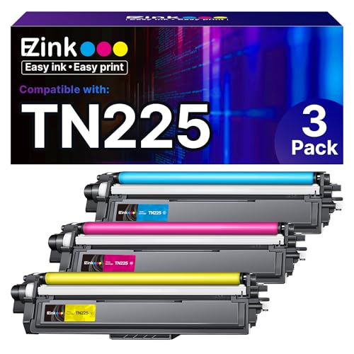 E-Z Ink TN225 Toner Cartridge Replacement for Brother TN225 Toner Cartridges TN 225 TN-225 TN225 Work for HL-3140CW HL-3170CDW MFC-9330CDW MFC-9340CDW MFC-9130CW 3 Pack (Cyan, Magenta, Yello