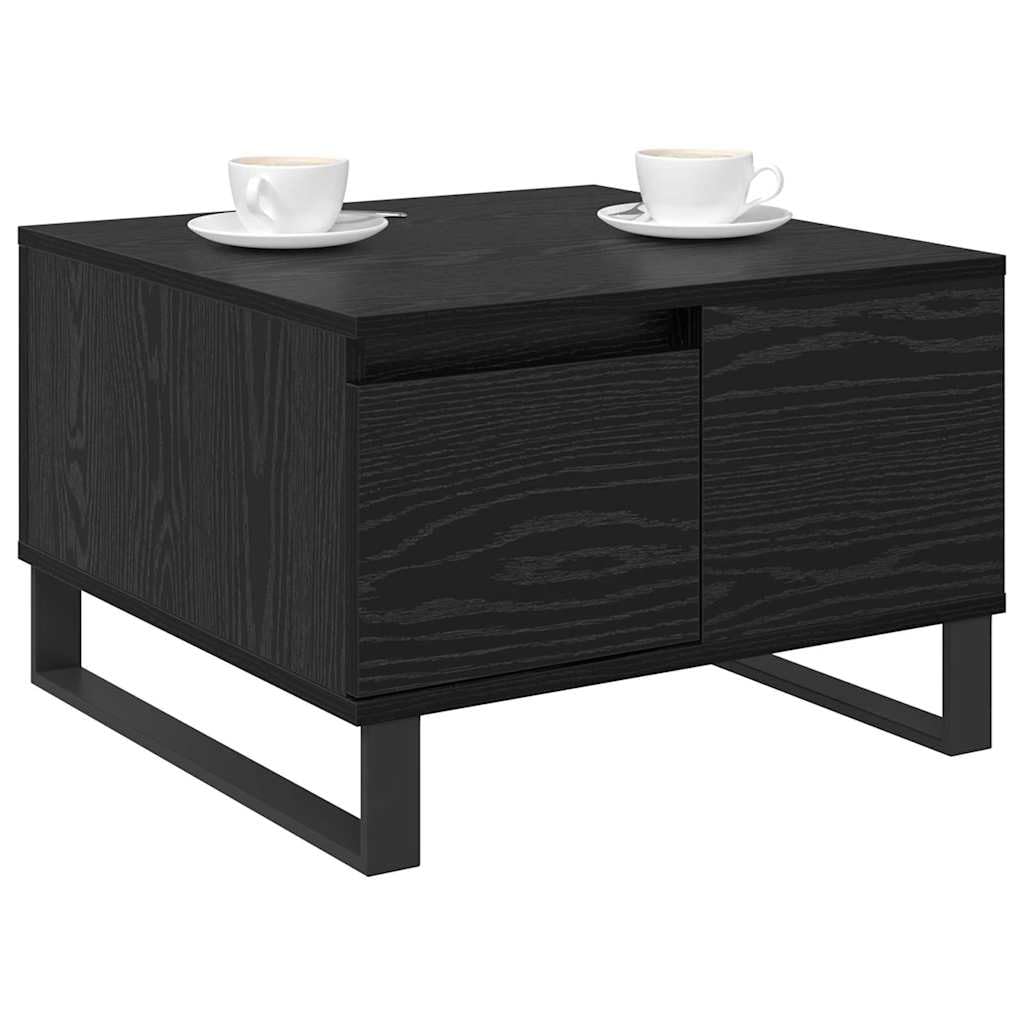 vidaXL Coffee Table Black Oak 55 x 55 x 36.5 cm Engineered Wood, Living Room, Modern Coffee Table, Durable Home Furniture, Accent with Shelves, Stylish Metal Legs, Functional Centerpiece