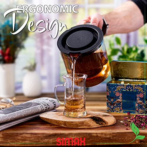 Simax Glassware 1 Quart Teapot With Metal Mesh Infuser | Plastic Lid, Microwave And Stovetop Safe, Heat, Cold, And Thermal Shock Resistant Borosilicate Glass, Makes A Stunning Presentation #TOP4