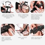 Pasy do walizek 2 sztuki, Pasy bagażowe do łączenia 3 walizek, Regulowany pas do walizki, Luggage Strap z klamrami na 2-3 sztuki bagażu, Nylonowe pasy do pakowania, Pasek do walizki, Maksymalne