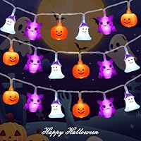 Gcstnn Halloween Decorations Lights, 9.84FT 20LED Orange Pumpkin Bat Ghost Halloween String Lights Battery Operated with 6h Timer, for Theme Party, Carnival, Porch, Window, Fall Decoration
