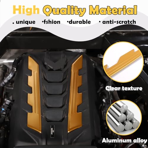 Image of CHEAYAR Engine Bay Panel Cover Compatible with Chevrolet Corvette C8 2020-2023, Engine Shroud Cover Panel Trims, C8 Accessories 2PCS (Engine Compartment Cover-Yellow)