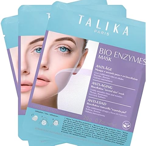 Talika Bio Enzymes Anti-Aging Mask (3 Packs) - Smoothing Anti-Aging Face Mask - Biocellulose Moisturising Mask - Second Skin Effect Beauty Sheet Mask Cover