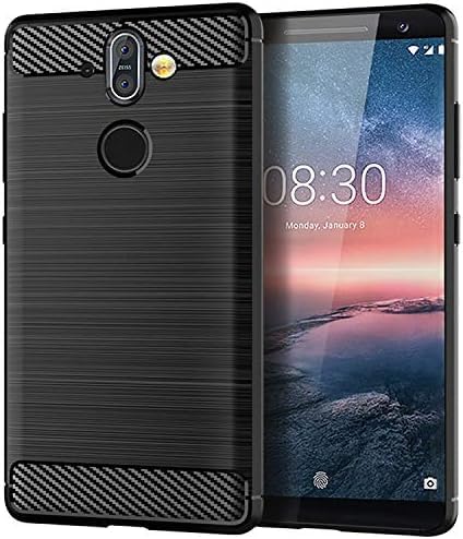Case Compatible with Nokia 8 Sirocco, Perfect Fitting Hybrid Edge to Edge Side Protection Carbon Fiber Back Cover for Nokia 8 Sirocco - Black