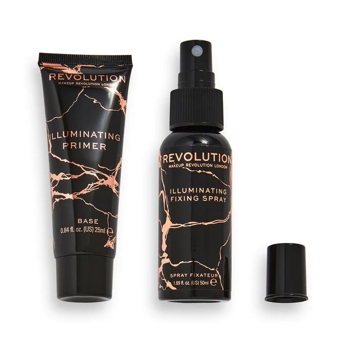 Make-uprevolution Illuminating Prime & Fix Duo Gift Set, Primer 25ml & Fixing Spray 50ml