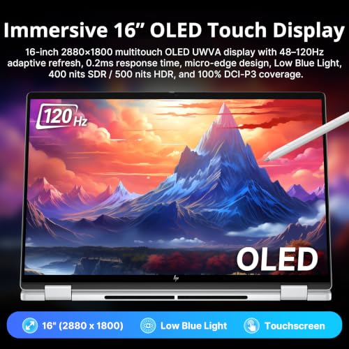Image of HP OmniBook 7 Flip 2-in-1 16 inch OLED Touch Laptop, Intel Core Ultra 7 258V, 32GB LPDDR5X, 1.5TB Storage(512GB SSD+1TB Docking Station Set), Intel Arc Graphics, Wi-Fi 7, Copilot+ PC, Win 11, Silver