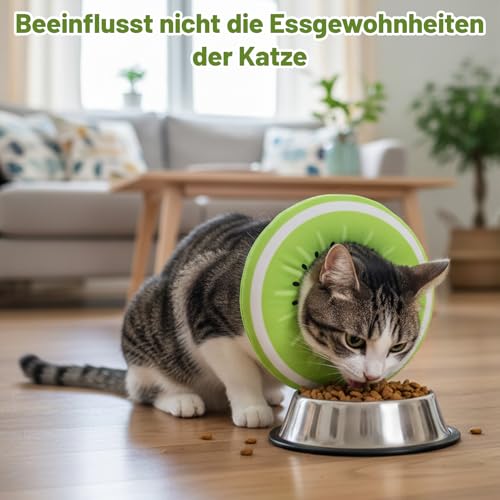Katzen Halskrause, Halskrause Katze, Verstellbares Weich Leckschutz Katze Nach Operation, Katzenkragen Elisabethanischer Kragen Größe 17 * 4 cm (Grüner)