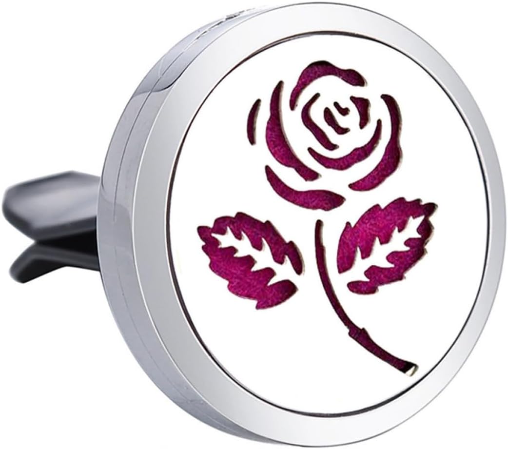 CHILDWEET Silver Flower Car Perfume Clip Stainless Steel Aromatherapy Vent Clip for Car Dashboard Decoration for Festival and Valentine’s Day
