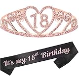 18th Birthday Gifts for Girl, 18th Birthday Tiara and Sash, 18th Birthday Party Supplies Happy 18th...