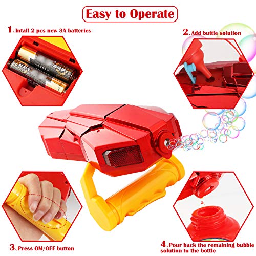 G.C Kids Automatic Bubble Machine with Light and Music Red Bubble Blower Marker for Toddlers 2000+ Bubbles Per Minute Children Present Min Gifts Toy for 2 3 4 5 6 7 8 9 10+ Years Old Girls and Boys - Thumbnail 6