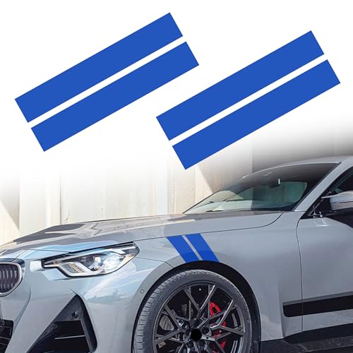Image of TOMALL 2 Pair Racing Sport Stripe Vinyl Decals for Car Fender Hood Bumper Trunk Auto Stripe Graphic Stickers Decorations for Pickup Vehicle SUV Truck Off-Road (Blue)